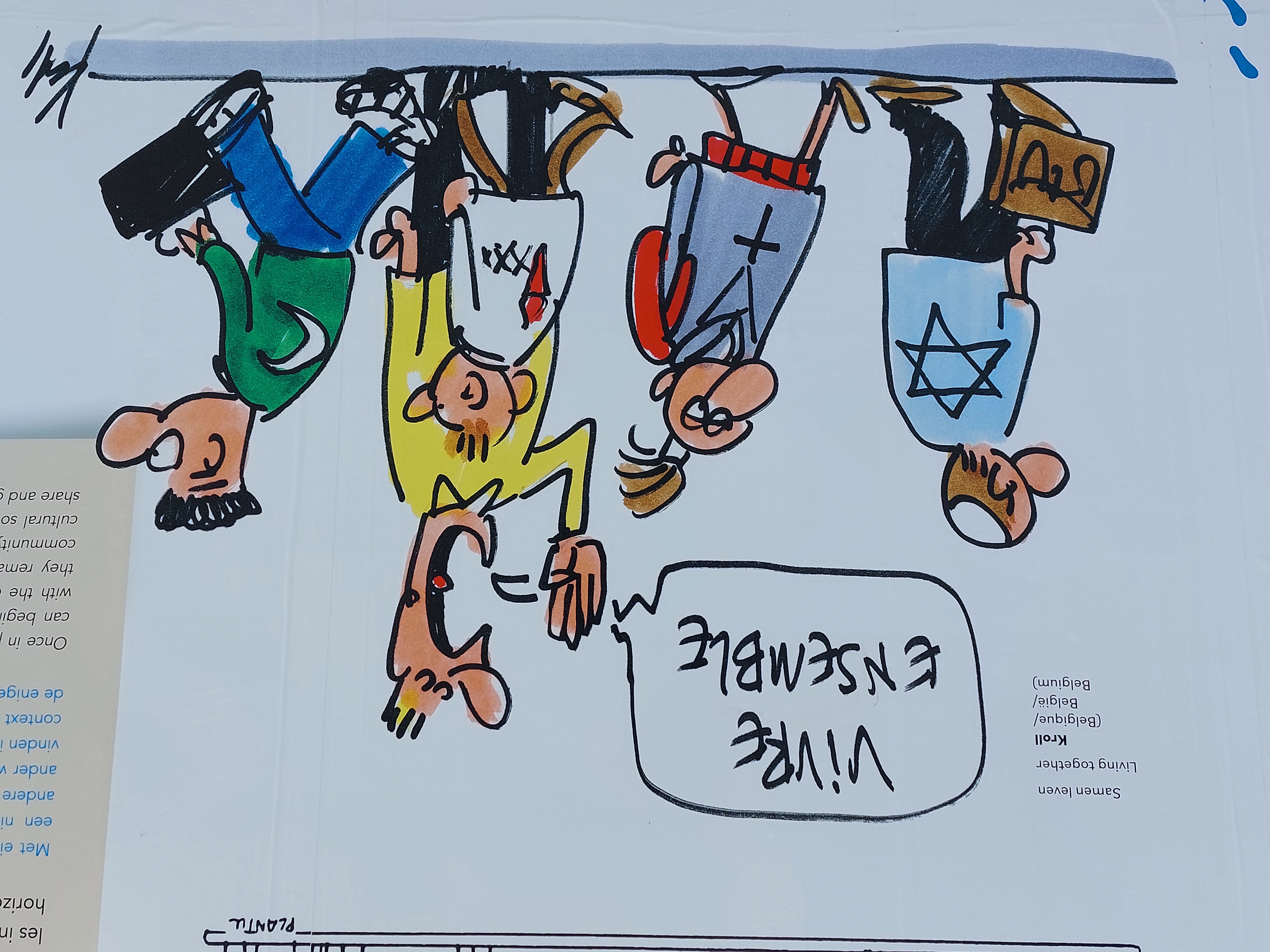 'Integration': living apart together: cartoon open air exhibition in Brussels (by Vadot) Image